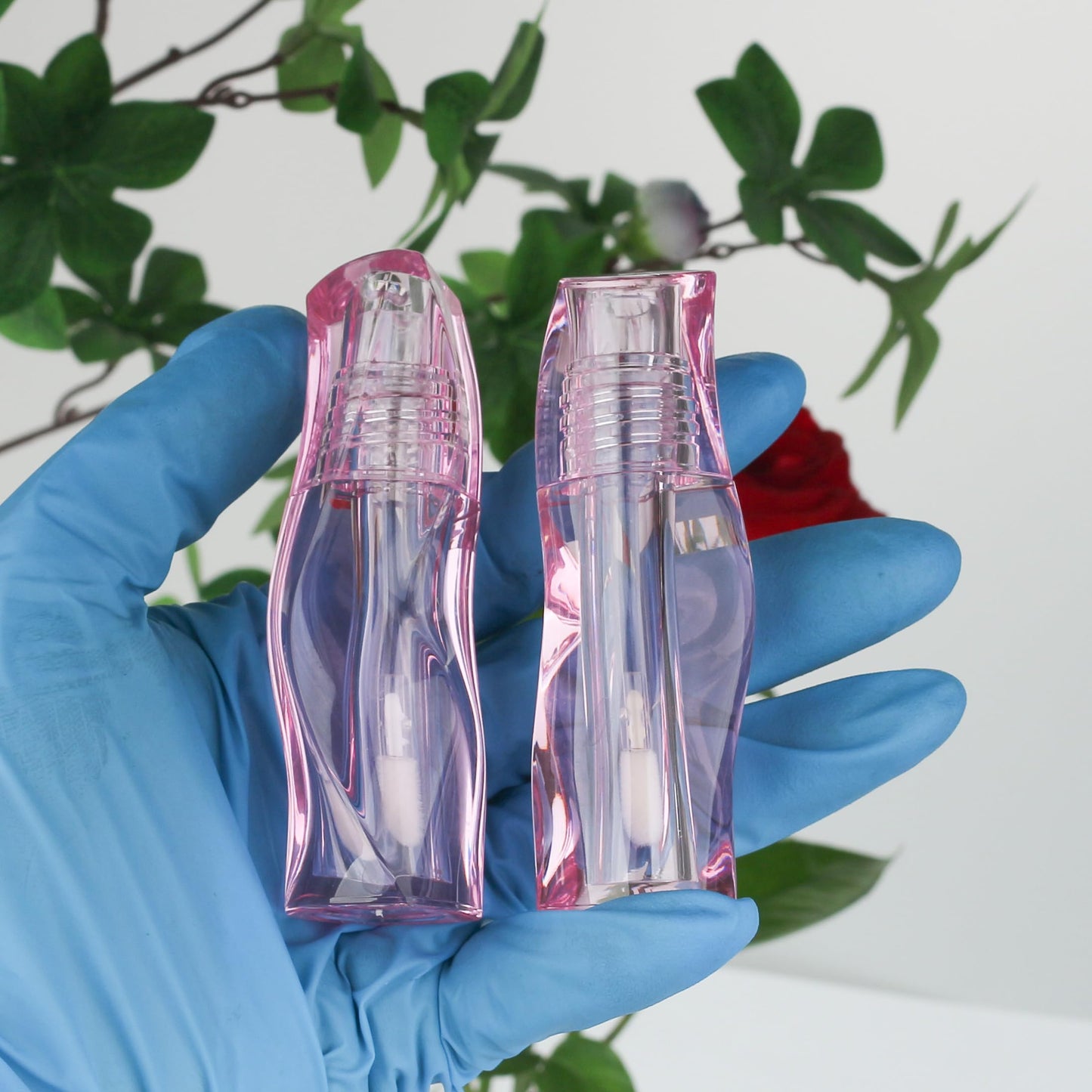 COSIDEA 14 pcs 3ml Pink Empty thick wall lip gloss tubes with wand unique twisted shape lipgloss tube container bottles