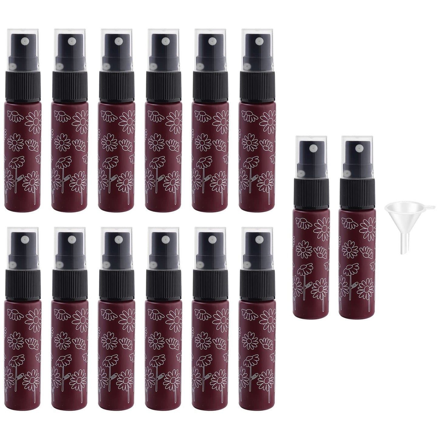 Newzoll 14 Pieces Empty Glass Spray Bottle, 10 ml/ 0.33 oz Fine Mist Sprayer Bottles Portable Refillable Perfume Container for Essential Oils, Travel (Red)