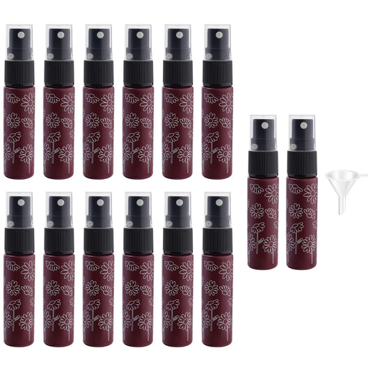 Newzoll 14 Pieces Empty Glass Spray Bottle, 10 ml/ 0.33 oz Fine Mist Sprayer Bottles Portable Refillable Perfume Container for Essential Oils, Travel (Red)