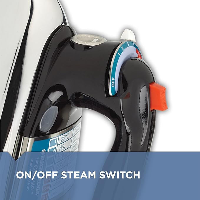 BLACK+DECKER The Classic Iron, F67E-T, Aluminum Soleplate, Steam or Dry Ironing, 7 Temperature Settings, Anti-Drip