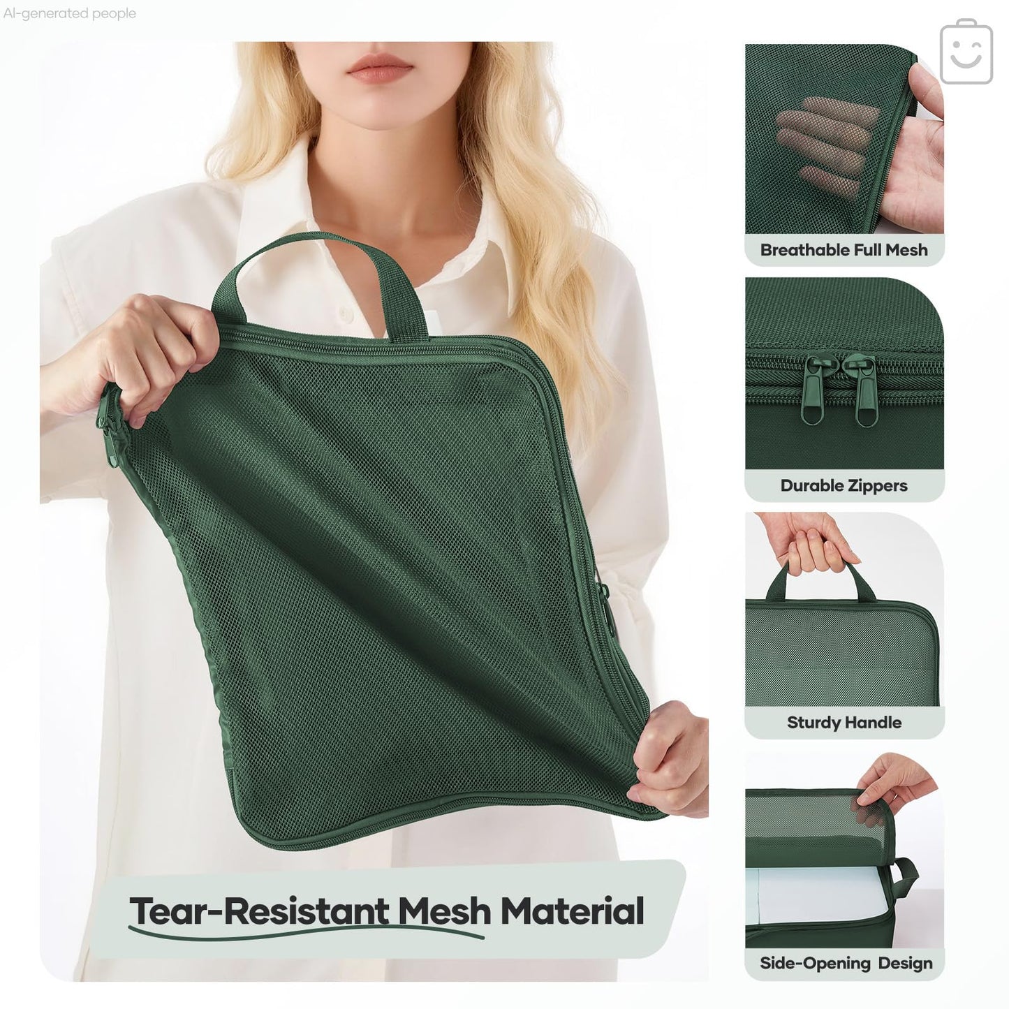 Veken 11-Pack Compression Packing Cubes for Travel Essentials,Compressible Expandable Large Luggage Suitcase Organizer Bags for Clothing,Durable Space Saver Bags with Toiletry Bags(Dark Green)