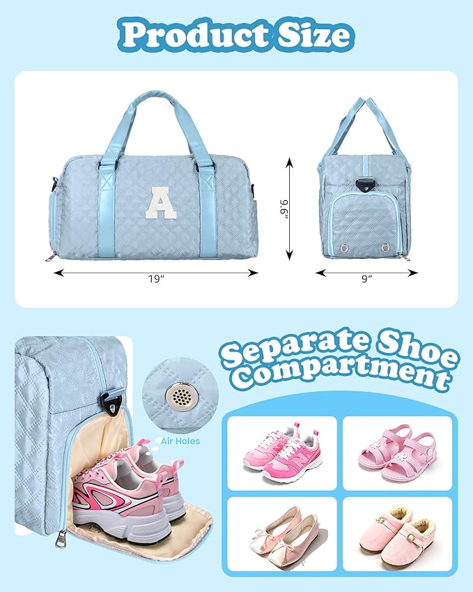 Gifts for Girls Age 10 11 12 13 14 15 16 17 18, Initial Travel Duffel Bag, Graduation Gifts for Her, Monogram Overnight Bag, Gift for Friend Sister Women gifts