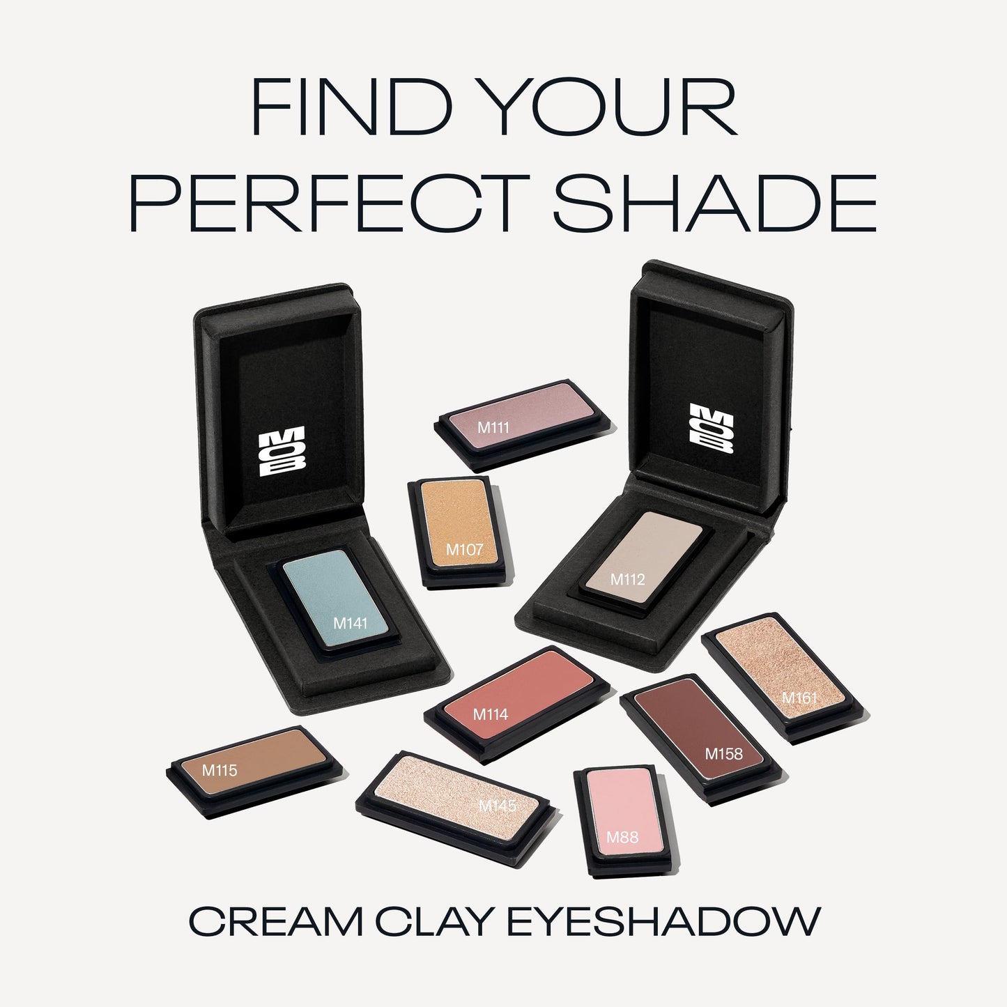 MOB Beauty Cream Clay Eyeshadow, M161 Sandy Taupe Shimmer, Buildable Skincare-Infused Long Wearing Cream to Velvet Finish for Eyes, Recyclable Compact, Vegan, Cruelty Free