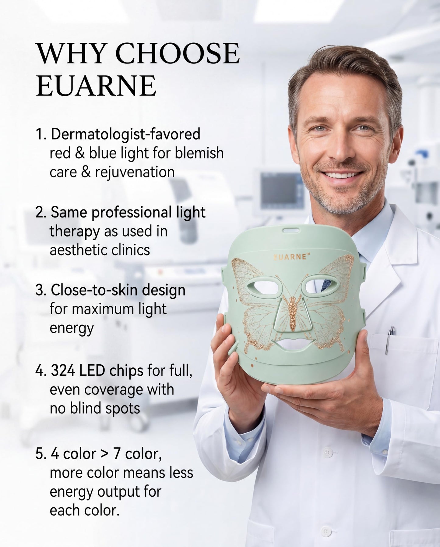 Red Light Therapy for Face, 324 LEDs Red Light Therapy Mask, FDA Cleared 4 Light Modes with Infrared, Red & Blue for Anti-Fine Line, Wrinkle, Acne & Skin Firm