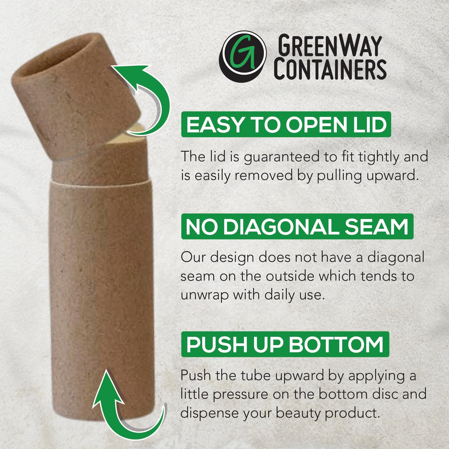 GreenWay 0.15oz / 4.25g Kraft Paperboard Lip Balm Tubes with Lids - 25 Pack Lip Gloss Tubes Refillable DIY Cosmetic Containers – Extra Thick Push-Up Bottom Lip Balm Containers - White