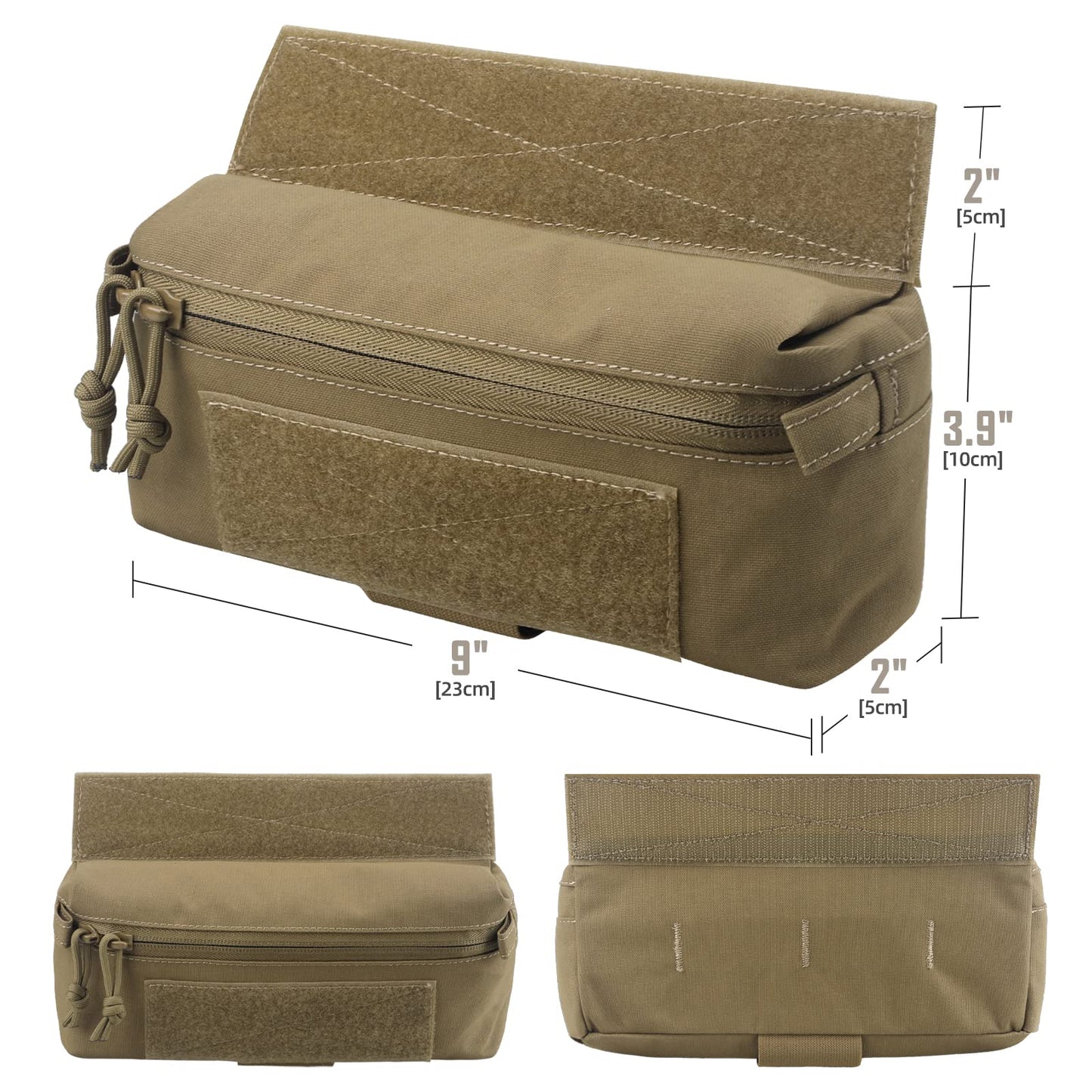 WYNEX Tactical Dump Drop Pouch, Dangler Pouch Utility Tool Pack Sub Abdominal Carrying Bag EDC Pocket Organizer Accessories for Plate Carrier Chest Rig Khaki