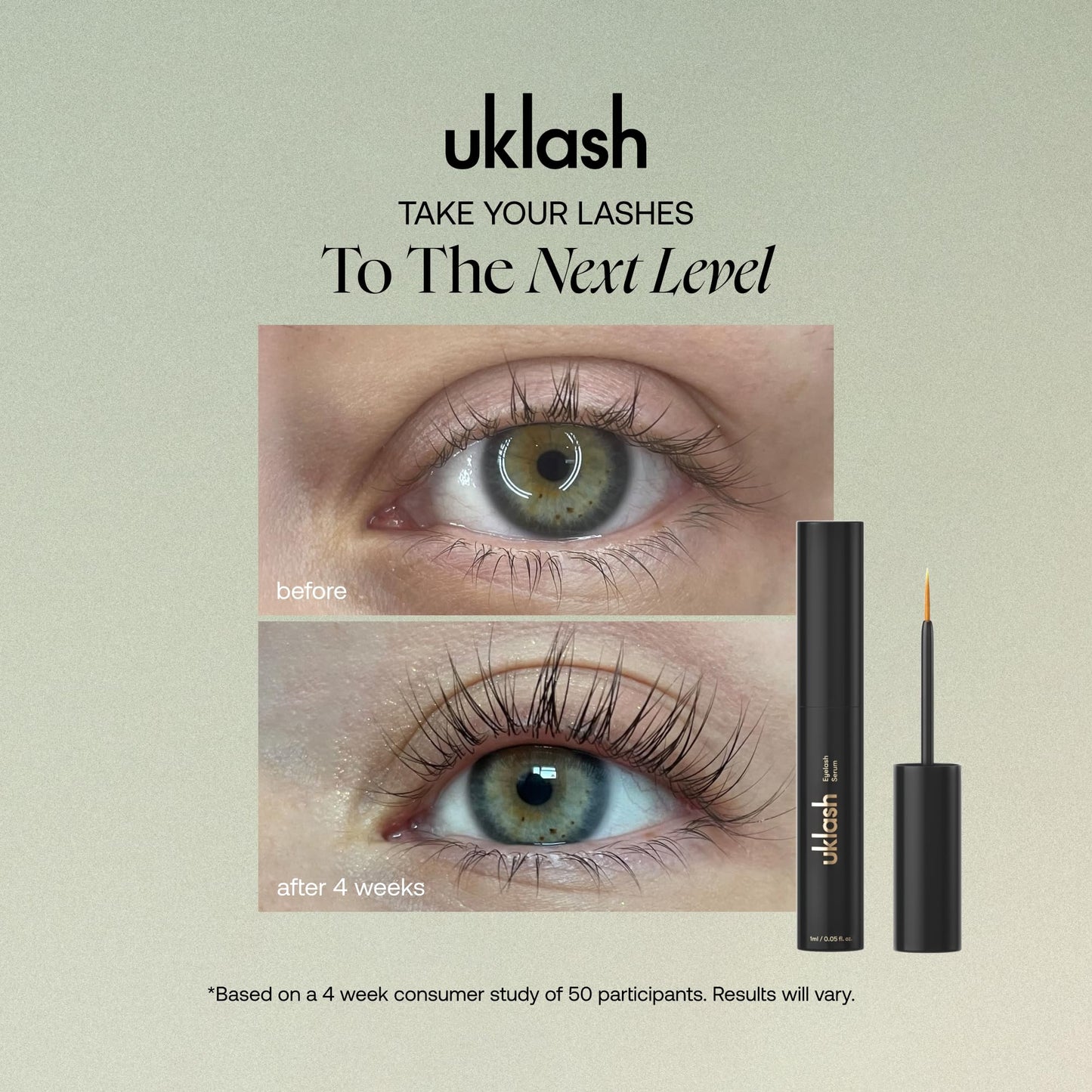 UKLASH Eyelash Serum 1ml - Starter Size Lash Serum for Longer, Fuller-Looking Lashes. Clinically Proven Eyelash Growth Serum with Vitamin B5. See Visible Results In 4 Weeks. Vegan Eye Serum for Lashes