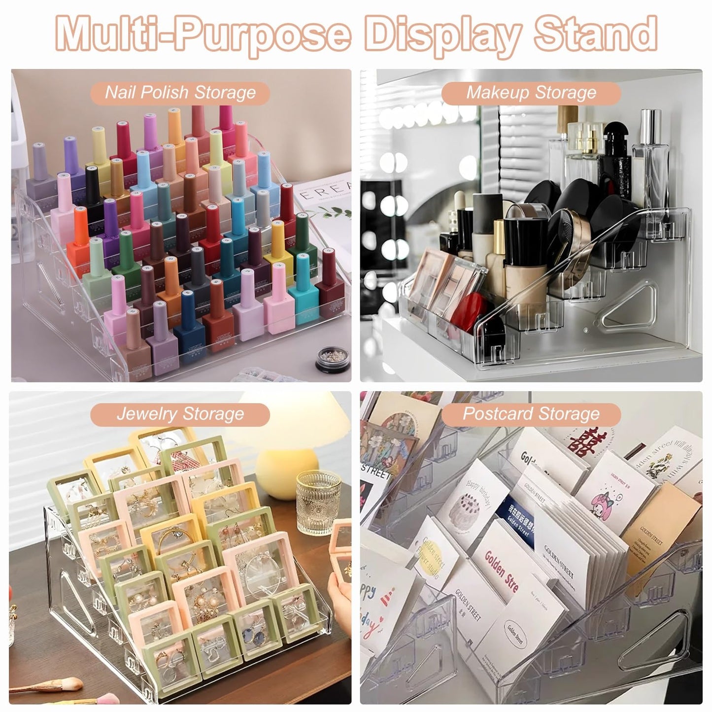SUTOKAKA 6-Tier Clear Acrylic Nail Polish Organizer Stand