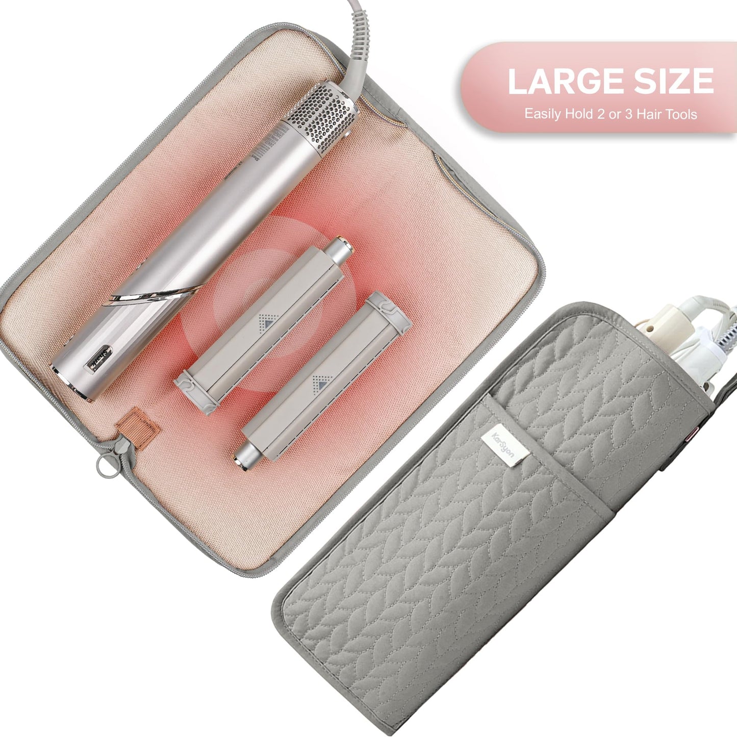 KarSyon Hot Tools Organizer Heat Resistant Mat Case Hair Tools Holder Travel Bag Portable Hair Styling Tools Cover Pouch for Curling Iron,Flat Iron,Hair Straightener (Grey)