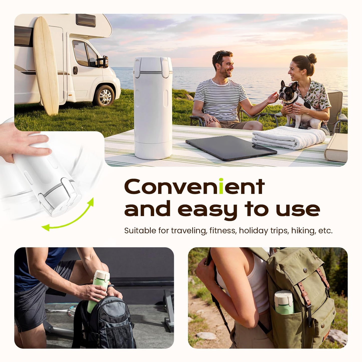 4 in 1 Travel Dispenser Bottle, 4 Pack 30ML Travel Bottles for Toiletries, Leak Proof Refillable Toiletry Containers Portable for Travel, Camping and Gym (White)