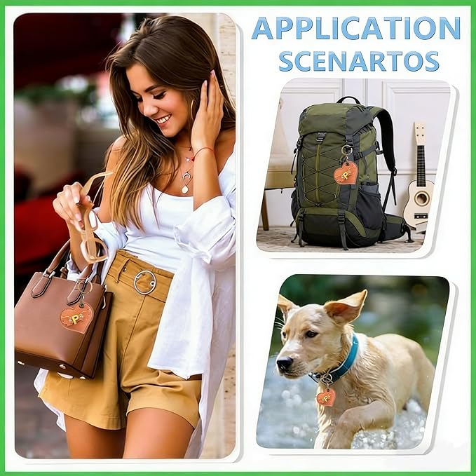 Initial Letter Leather Alphabet Keychain Holder Case Compatible with AirTag,Cute Protective Air Tag Cover with Bronze Keyring,Anti-Scratch Finder GPS Tracker Case for Pets Keys Wallet Luggage(P)