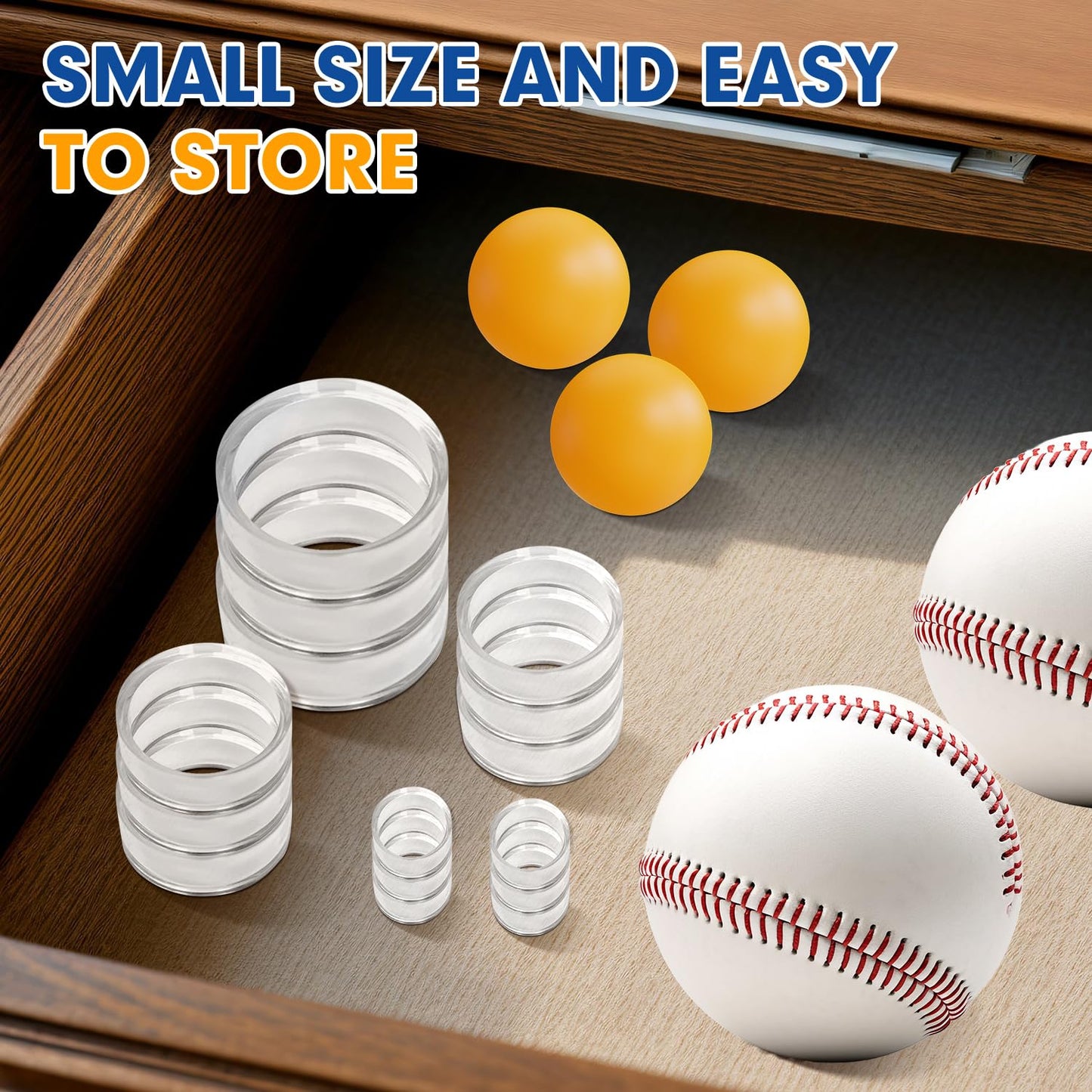 60 Pcs Baseball Holder Ring Stand 1.77 Inches Round Acrylic Stands, Small Display Stand Ring Clear Sphere Holder for Small Balls, Baseball, Golf Ball, Crystal Ball, Egg Stand, Marble, Softball