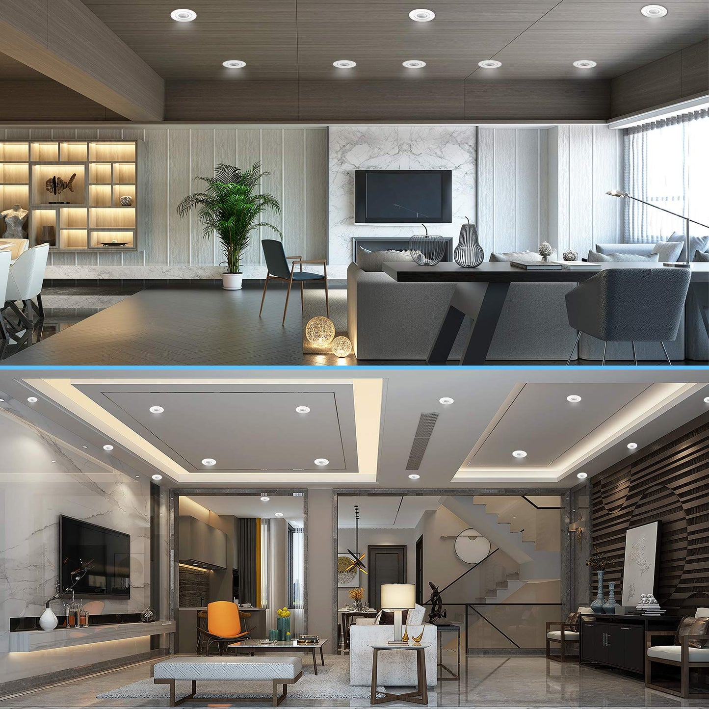 4 Inch Led Recessed lights ,Ultra-Thin Adjustable Eyeball Gimbal LED Recessed Lighting, with Junction Box 9 Watts,750lm, Dimmable geiling light ETL (2700K/3000K/3500K/4000K/5000K Option, 4pack)