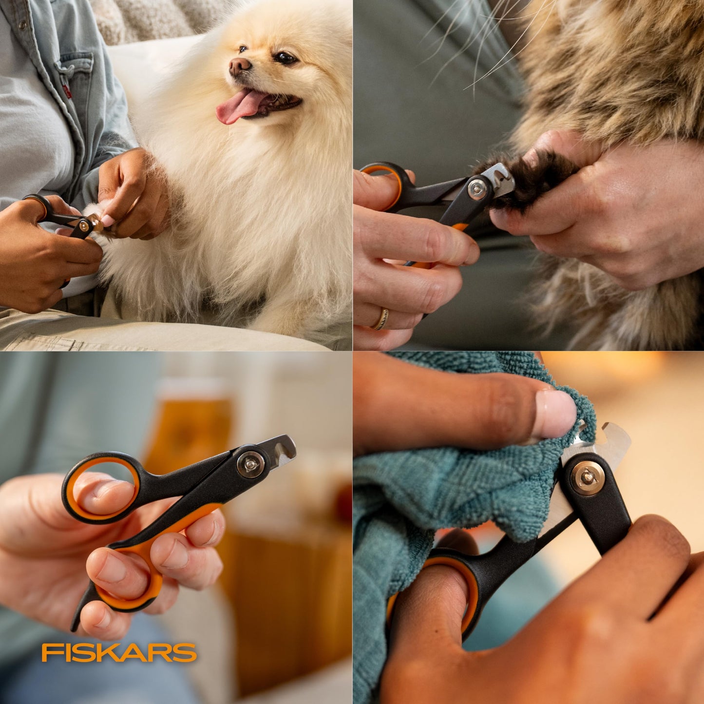 Fiskars Pet Small Pet Nail Clippers, Cat and Dog Nail Trimmers for Grooming, Pet Supplies with Precision Stainless Steel Blades & SoftGrip Handle, 4.25”, Orange/Black