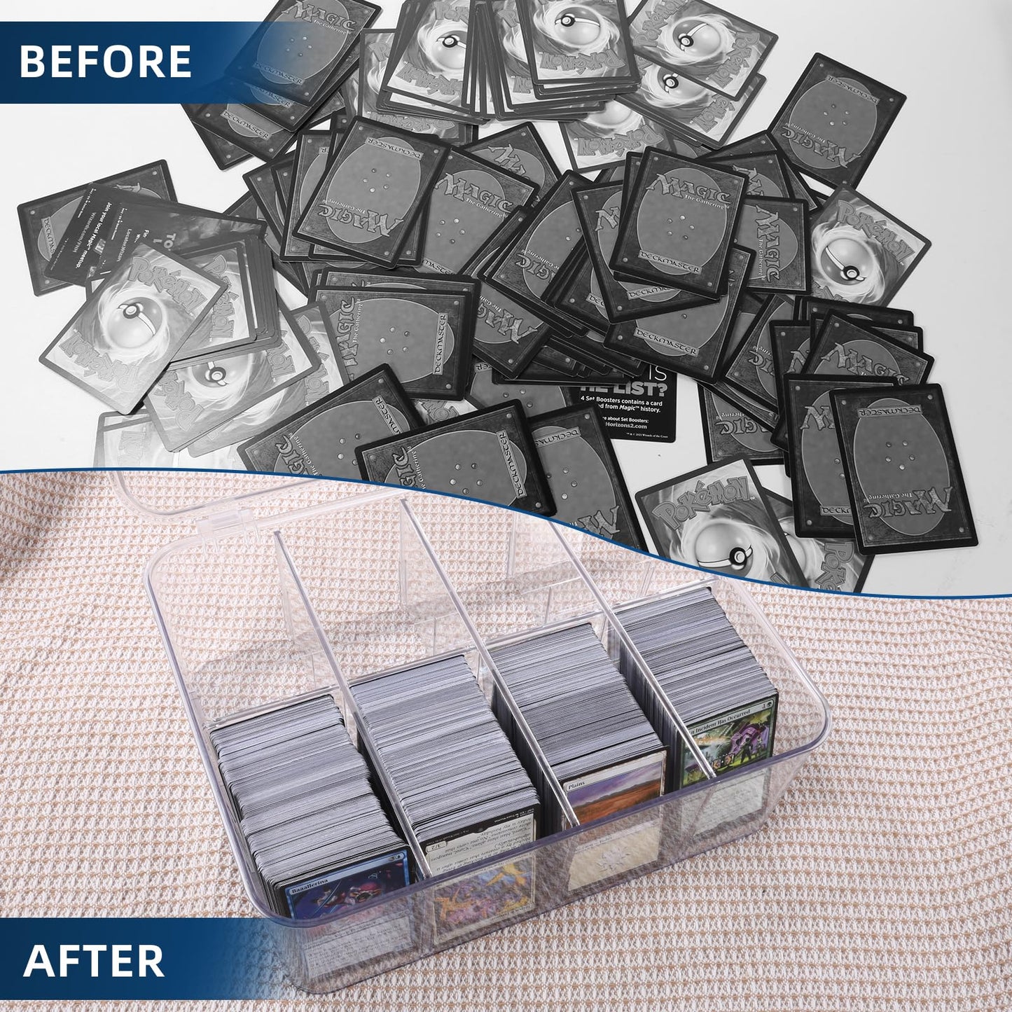 sysdmno Transparent Trading Card Storage Box-Holds 2000+ Loose Cards-Plastic Card Deck Box for Baseball Cards/for Toploaders/for Graded Card/for MTG/for Magnetic Etc.
