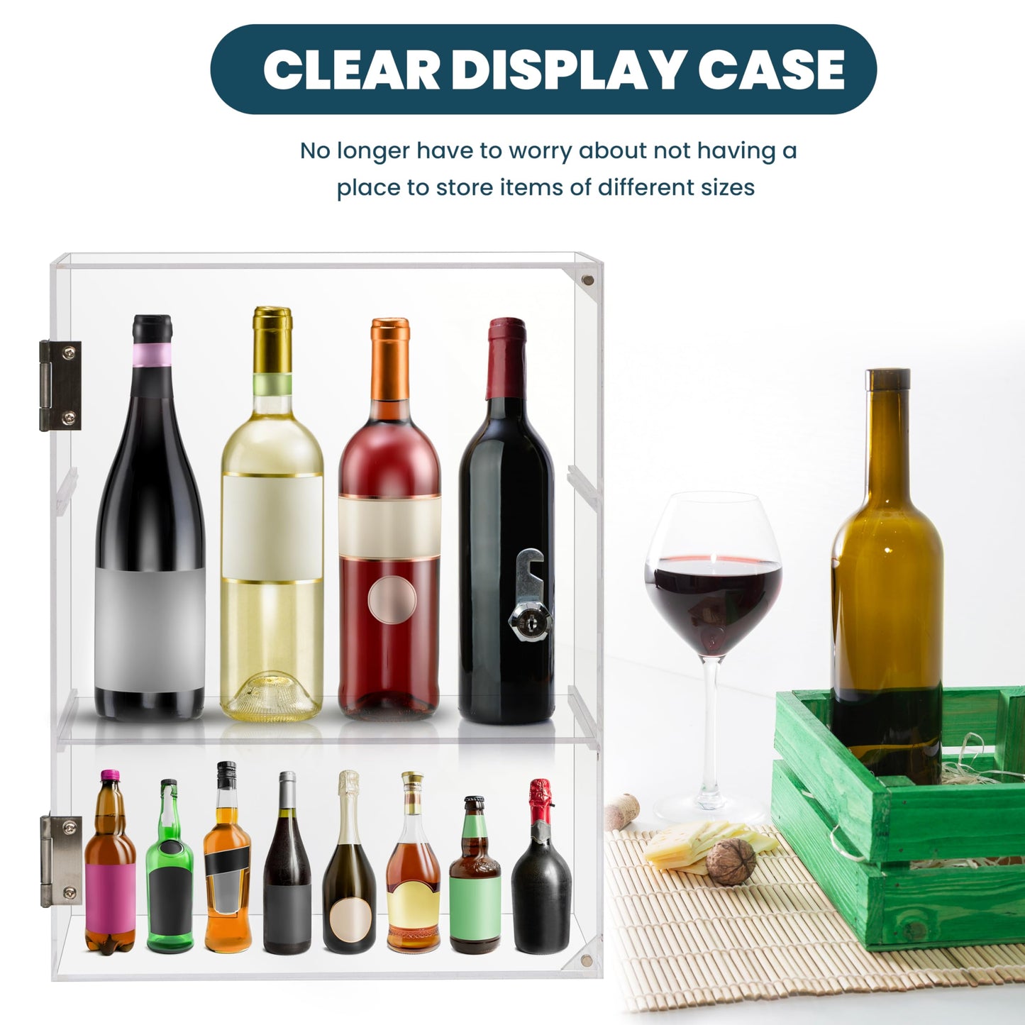 Locking Display Case, Removable 3-Tier Acrylic Display Case with Lock Key, Clear Countertop Display case with Shelves Showcase Display Cabinet for Retail Store Collectibles Figures(11.8x5.9x15.7 inch)