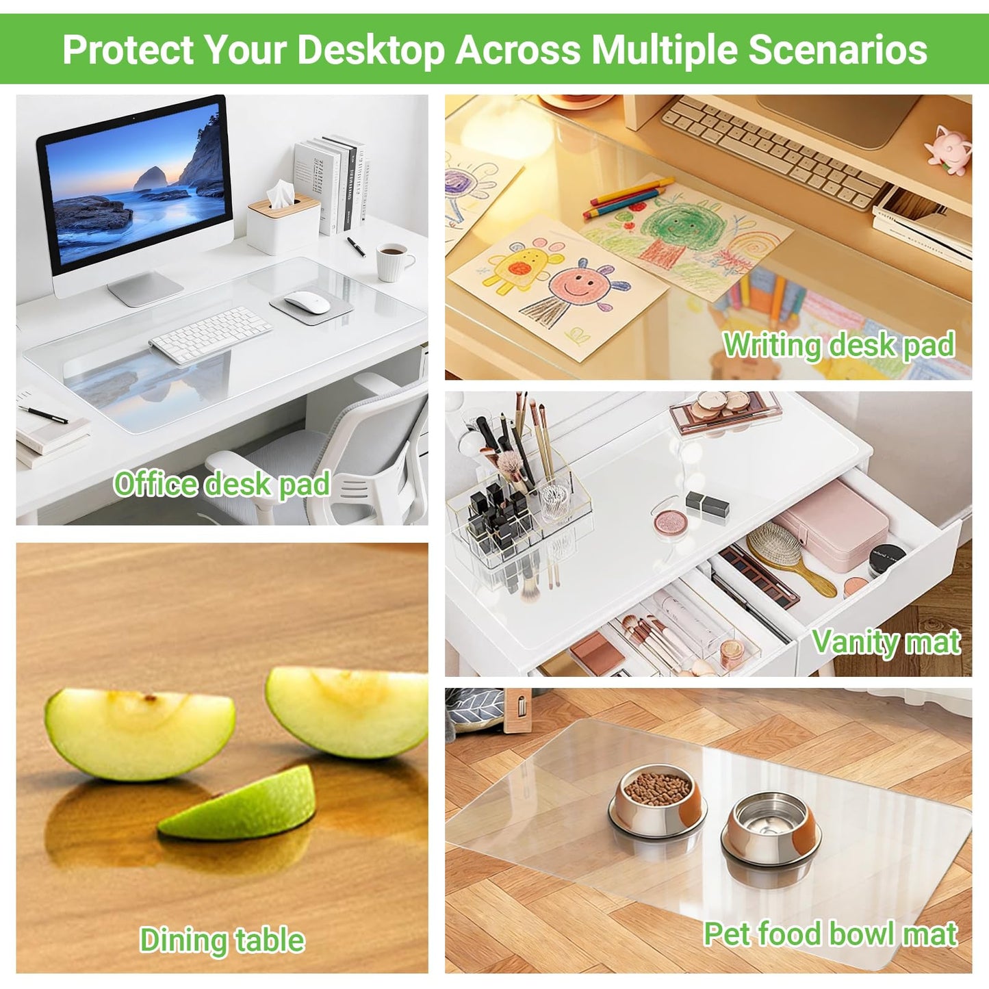 JIAERSLY Large Clear Desk Mat, 31.5"x15.7", Office Desk Protector