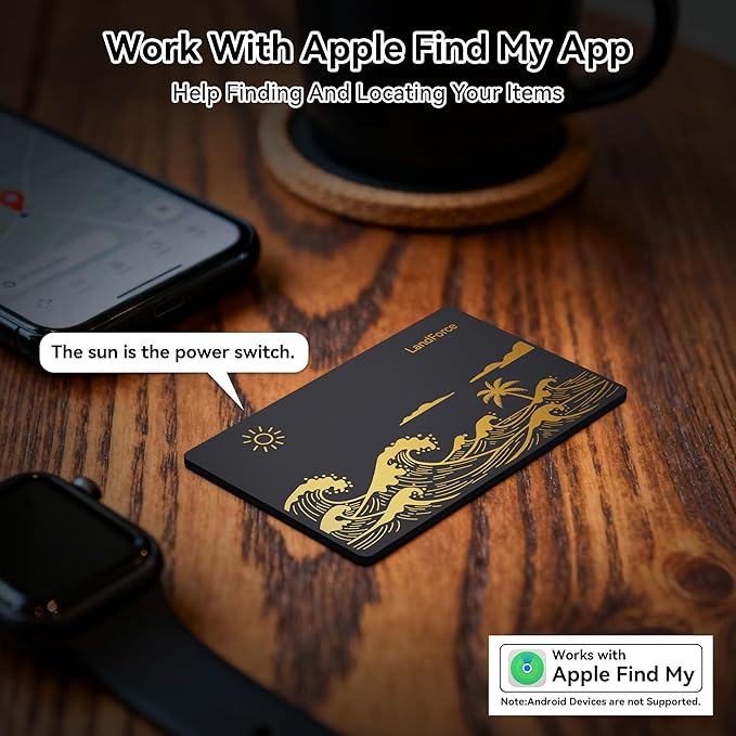 Original Air Tag Wallet Tracker Card 0.07in IP68 Waterproof Bluetooth Tracker Smart Finder, Passport, Work with Apple Find My, Wireless Charging, Card Locator[Apple MFi Certified] iOS Only
