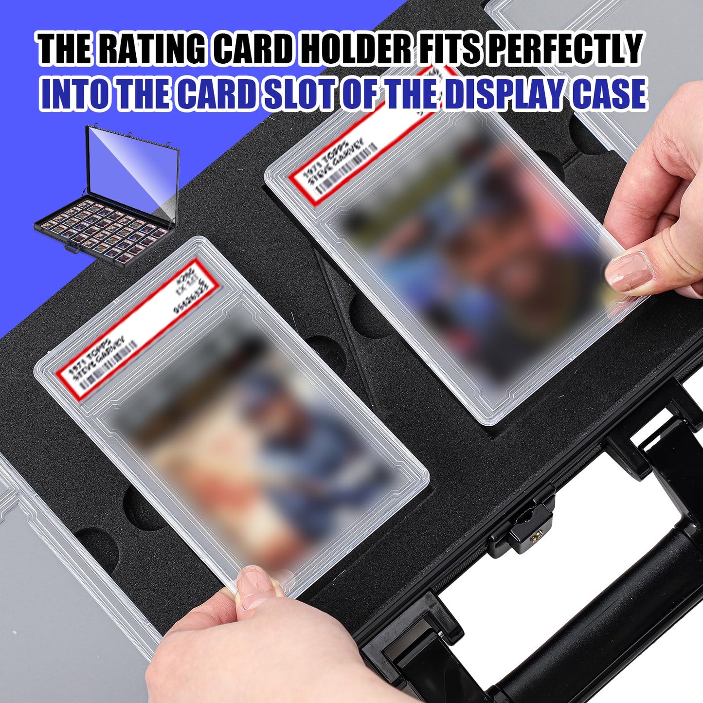 36" x 22" Trade Show Display Case Large Aluminum Frame Tabletop Showcase with 32 Pcs 35pt Card Holder Clear Acrylic Showcase Slots for Sports Card for Exhibitions Conventions and Collectibles