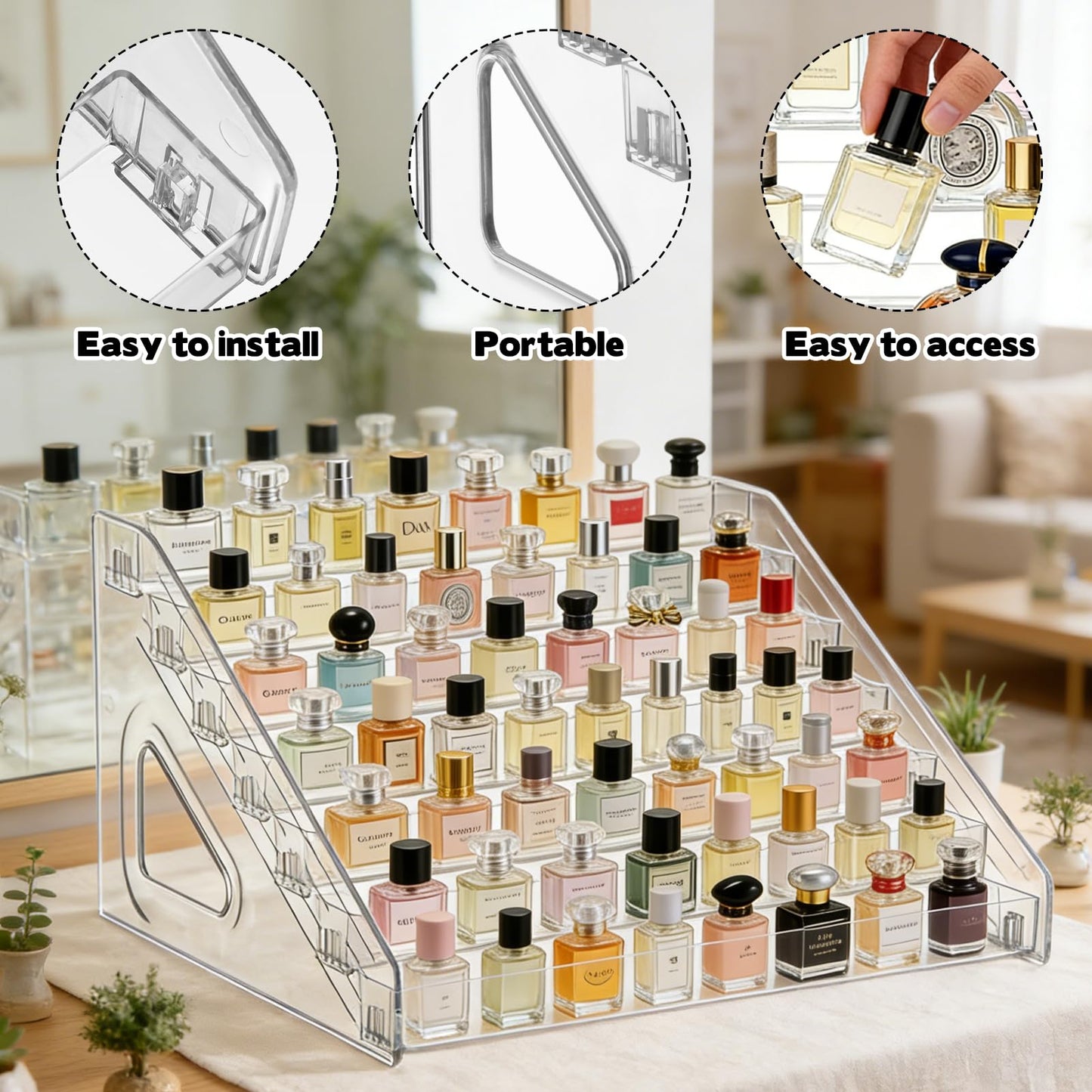 Zoketriton 2 Pack 7 Tier Perfume Organizer Stand, Versatile Acrylic Perfume Organizer Holder Display Stand Storage Tray for Figures Makeup Nail Polish Graded Cards Organization