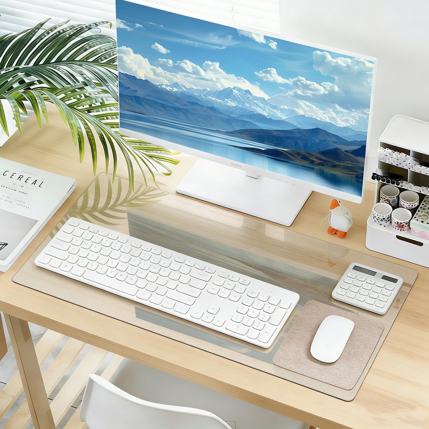 JIAERSLY Large Clear Desk Mat, 31.5"x15.7", Office Desk Protector