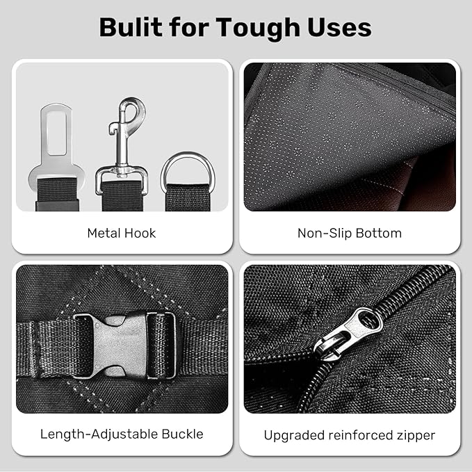 Zanch Heavy-Duty Dog Truck Seat Cover, Flat Solid Back Seat Extender for Multi Large Dogs, Hard-Base Supports 450 lb, Waterproof Hammock Protector, XL for Full-Size Crew Cab Trucks & SUVs, Black
