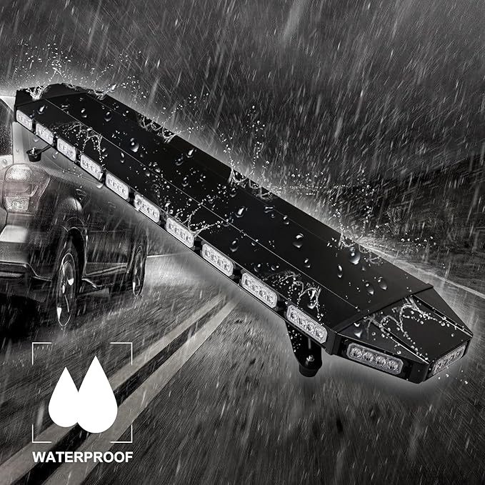48" Extreme Bright Intensity Construction Detachable Emergency Warning Strobe Light Bar Waterproof Rooftop Low Profile Law Enforcement Hazard Flashing for Tow Truck Vehicle (Amber/White/Amber)
