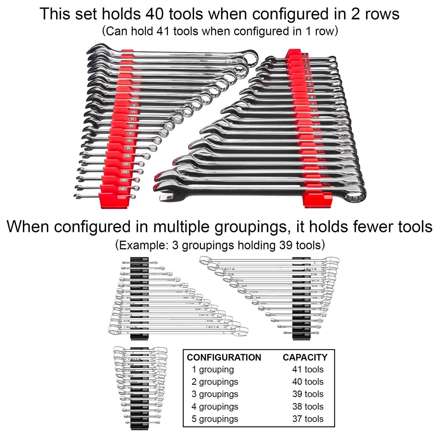 Ernst Manufacturing Wrench Pro - Modular Wrench Organizer for 40 Wrenches (Hi-Viz) Patented - Made in the USA