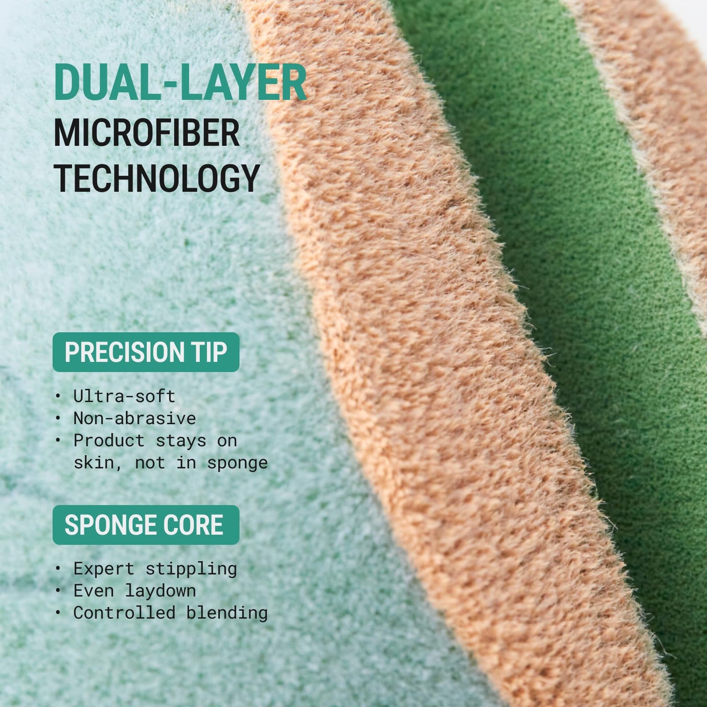JUNO & Co. Microfiber Makeup Sponge, Dual Layer Technology for Full Coverage Flawless Makeup Blender for Foundation, Powder and Cream (5-Packs-Bamboo)
