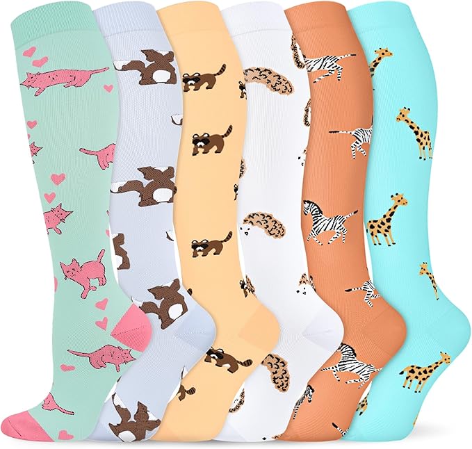 Graduated Compression Socks for Women&Men 20-30mmhg Knee High Socks Travel Hiking Running Stocking