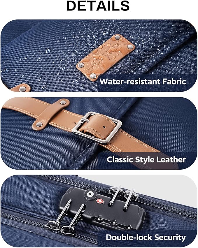 Rolling Laptop Bag for Men and Women, 17 Inch Roller Computer Briefcase, Underseat Carry On Luggage Suitcase with Wheels, Waterproof 2 Wheeled Case for Work, Travel, College, Mobile Office Bag, Navy