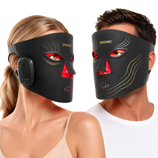 VIVCHIC Wireless LED Face Mask for Red Light Therapy, 336 LEDs, 4 Wavelengths