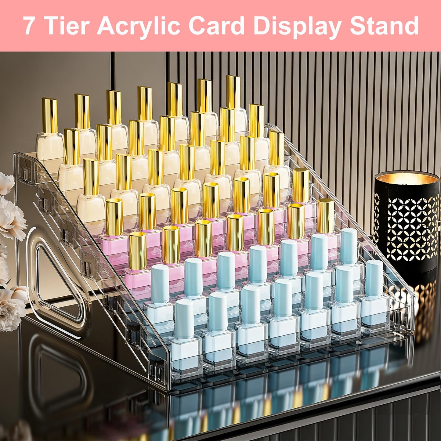 SAWEIRN 2 Pack Nail Polish Organizer Holder Rack 7 Layers Clear Acrylic Display Rack for Nail Polish Holder Stand Cosmetics Sunglasses Display Essential Oil Storage Organizer