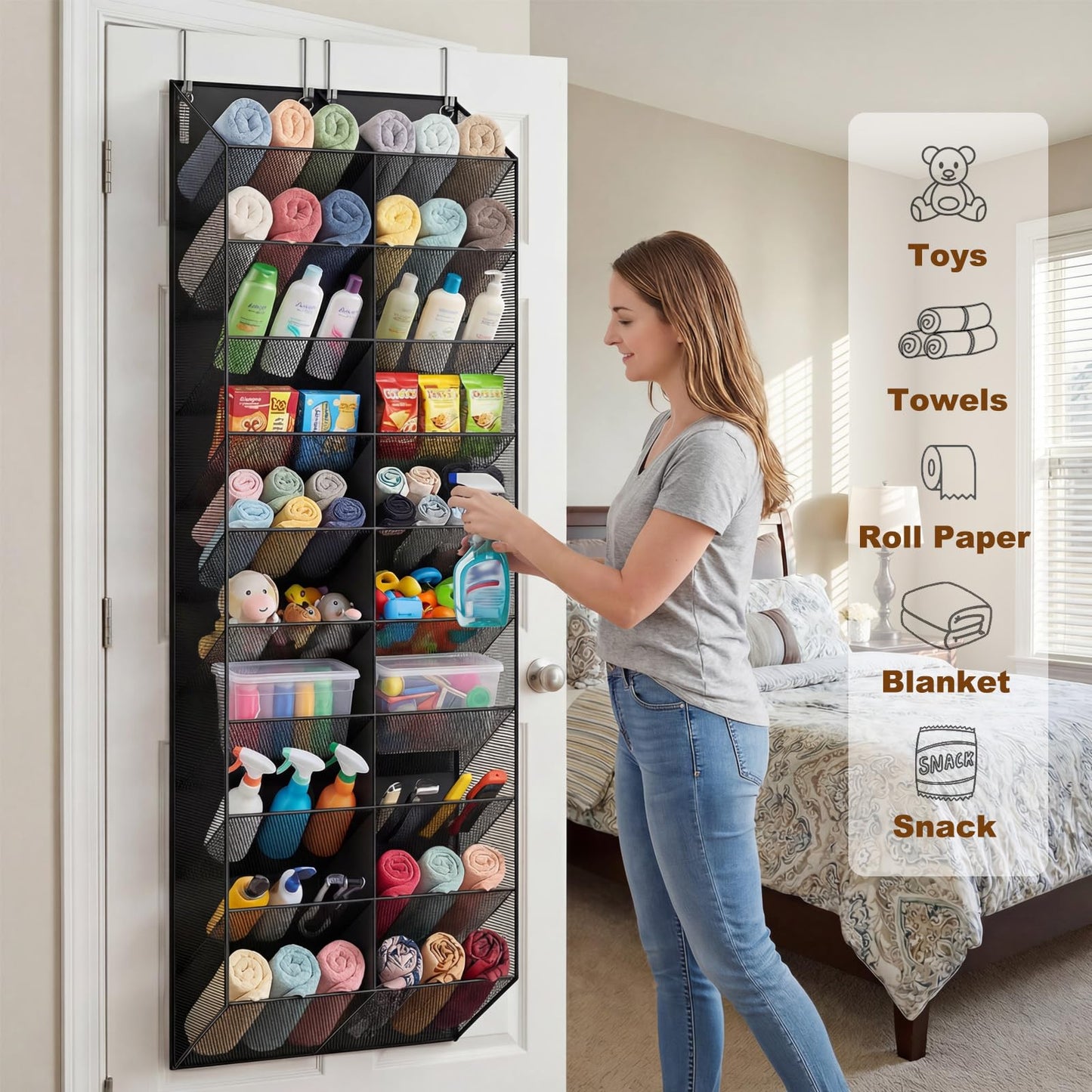UVIAHOMI Over the Door Shoe Organizer for 20-30 Pairs, 10-Tier, Black