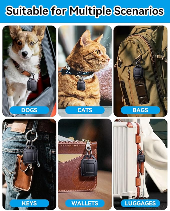 DDJ 2-Pack IPX8 Waterproof for AirTag Holder Case Keychain, Rugged Protective Case for Apple Airtag with Key Ring, Ultra Durable Air Tags Holder for Dog Collar/Luggage/Key/Backpack, Easy to Install