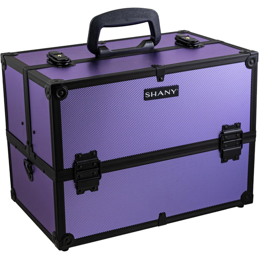 SHANY Essential Pro Makeup Train Case Cosmetic Box Portable Makeup Case Cosmetics Beauty Organizer Jewelry storage with Locks, Multi Compartments Makeup Box and Shoulder Strap - Lily