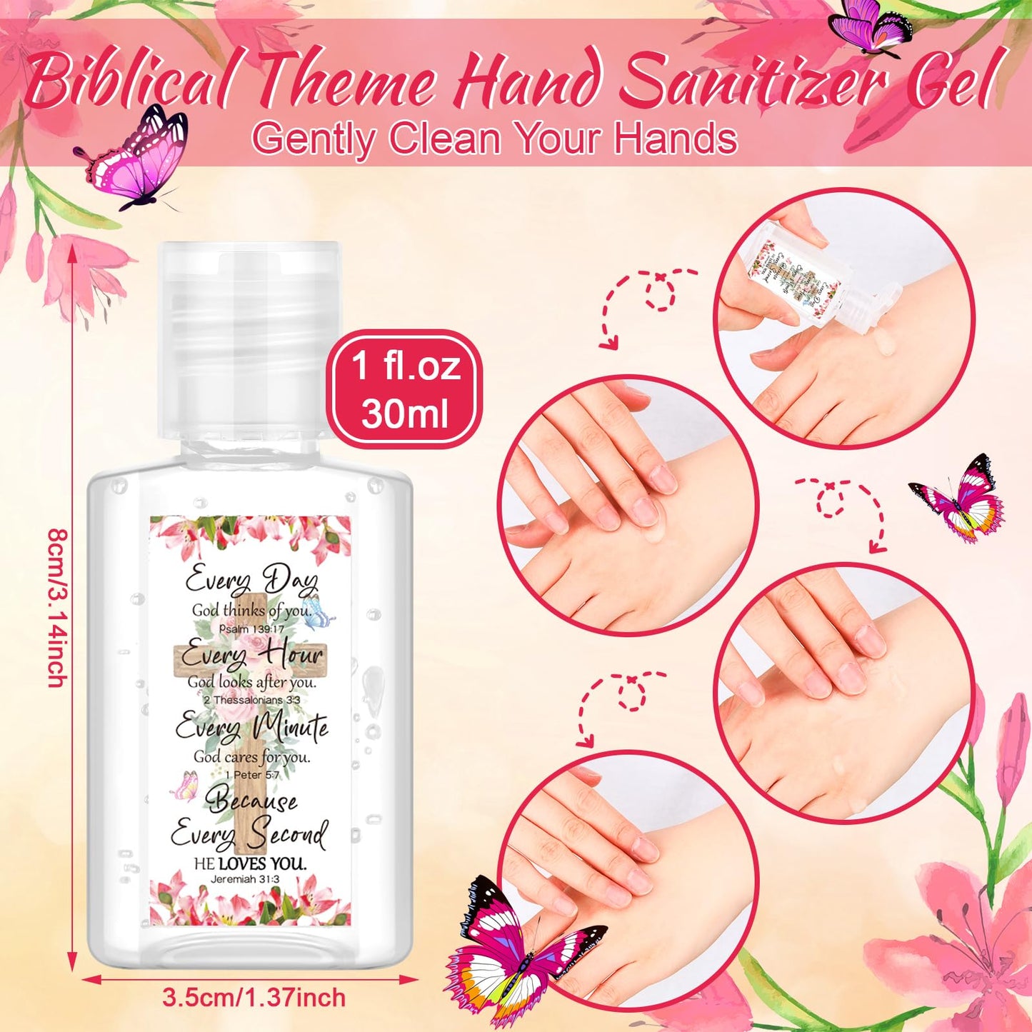 Gejoy 72 Pack Christian Hand Sanitizers Bible Verse Mini Hand Sanitizers Bulk Travel Size Religious Christian Party Favors for Church Prayer Mother's Day Women Mom Pastor Holiday Nurse Teacher Gifts