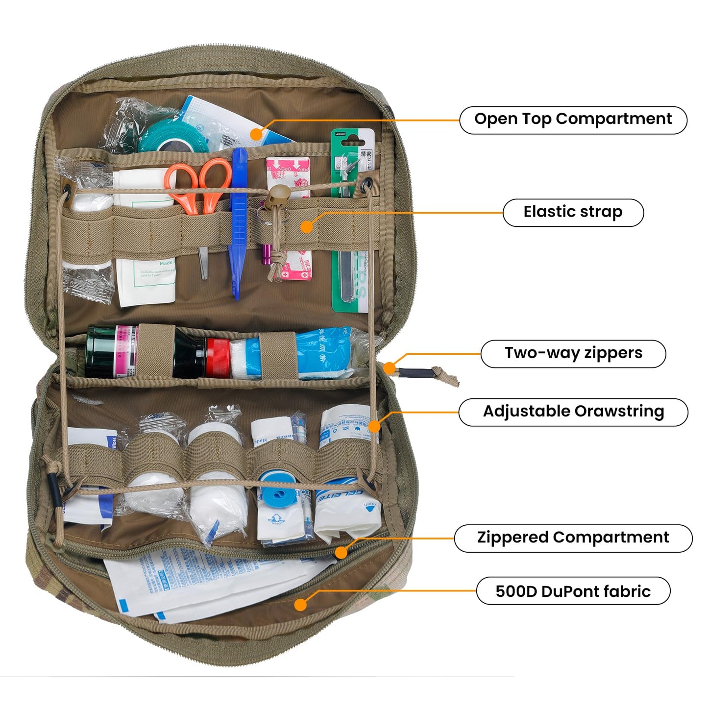 EXCELLENT ELITE SPANKER Tactical Molle Admin Pouch Utility Organizer EDC Medical Bag Utility EDC Tool Pouch with Shoulder Strap Attachment Pouches Waist Bag (Multicam)