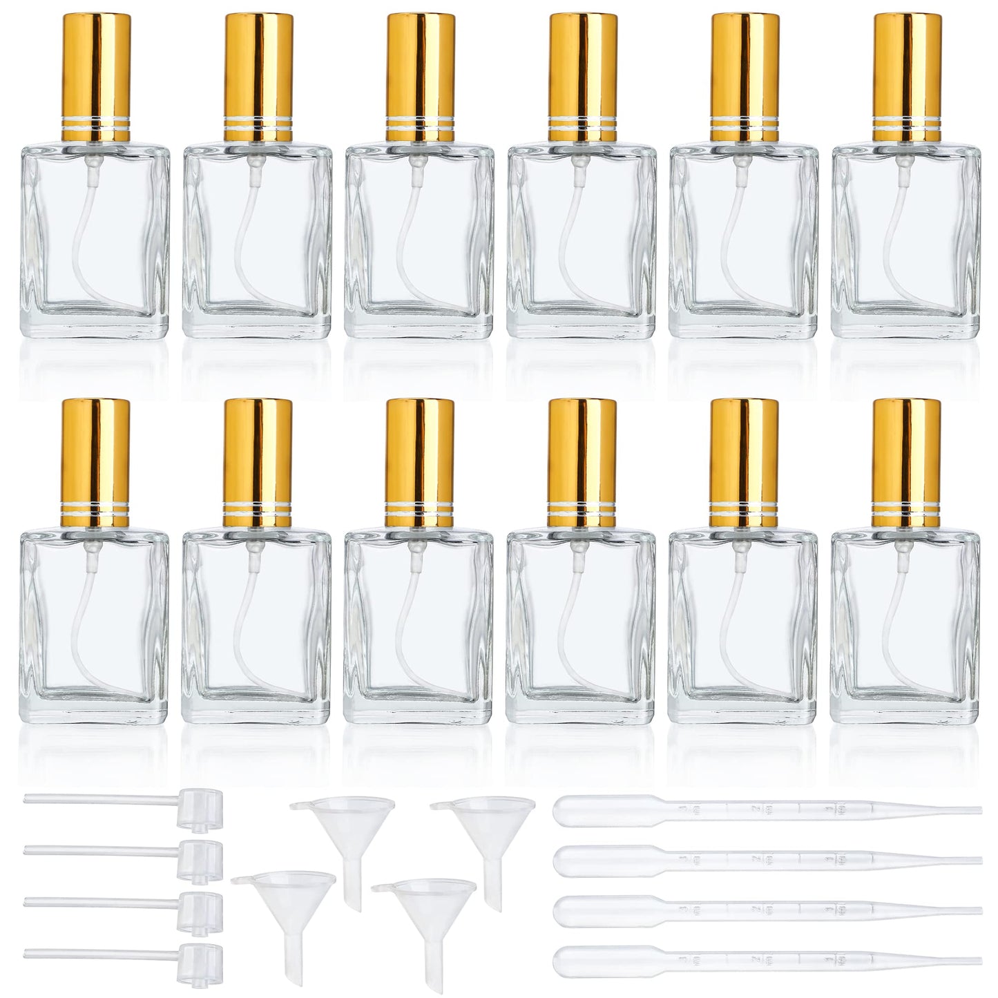 YU FENG 12pcs Clear Perfume Spray Bottles 15ml Glass Fine Mist Sprayer Empty Spray Bottles Refillable Container Perfume Atomizer for Cleaning, Essential Oil, Liquid
