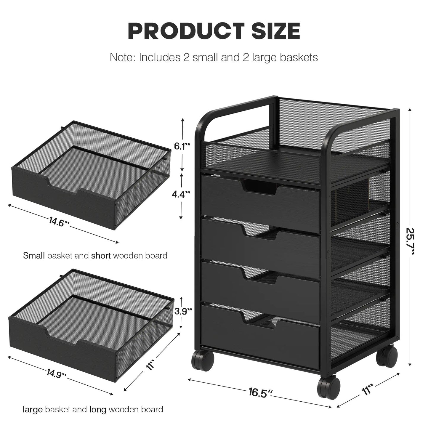 SEFILENCE Makeup Organizer Cart with 4 Drawers, Vanity Storage Drawer Carts with Dividers, Nail Cart Organizer Cosmetic Display Cases Cabinet for Skin Care, Nail Polish, Perfume, Black