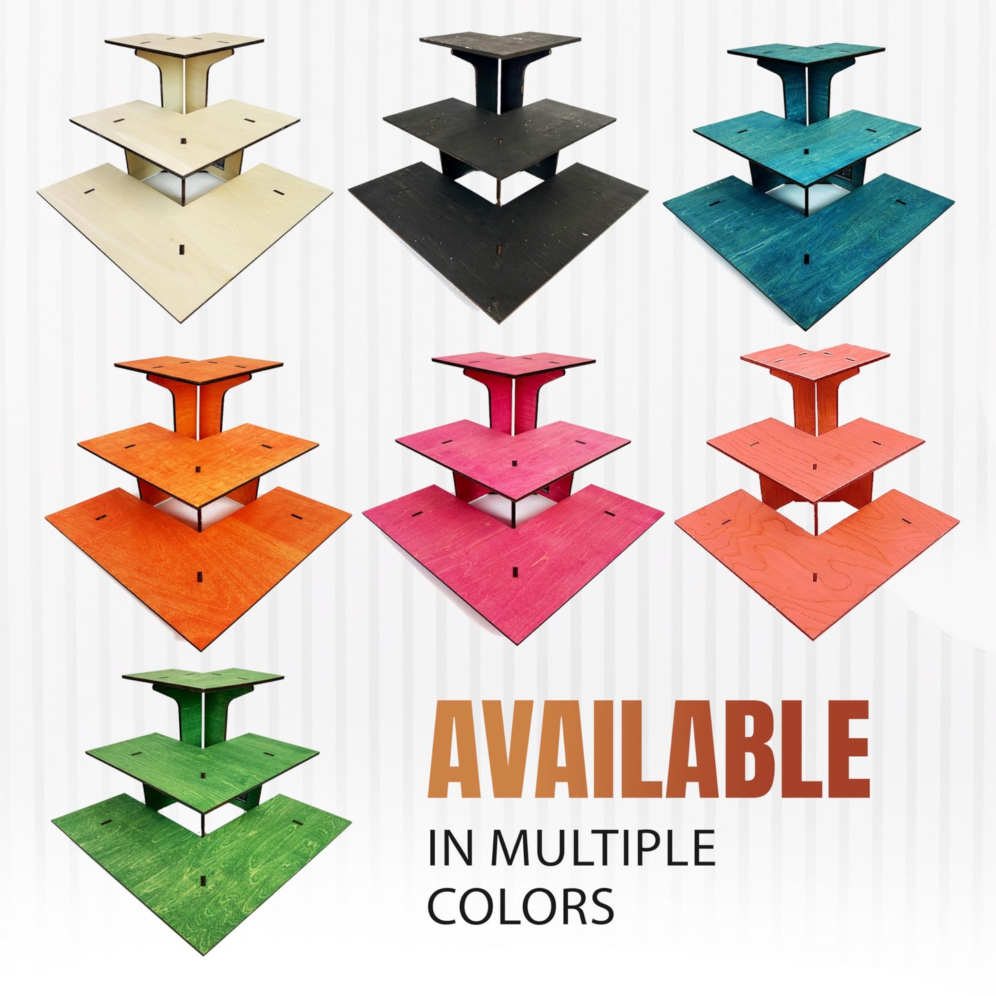 Torched 3-Tier Ebony Retail Table Display Corner Stand with Shelves for Products - Portable