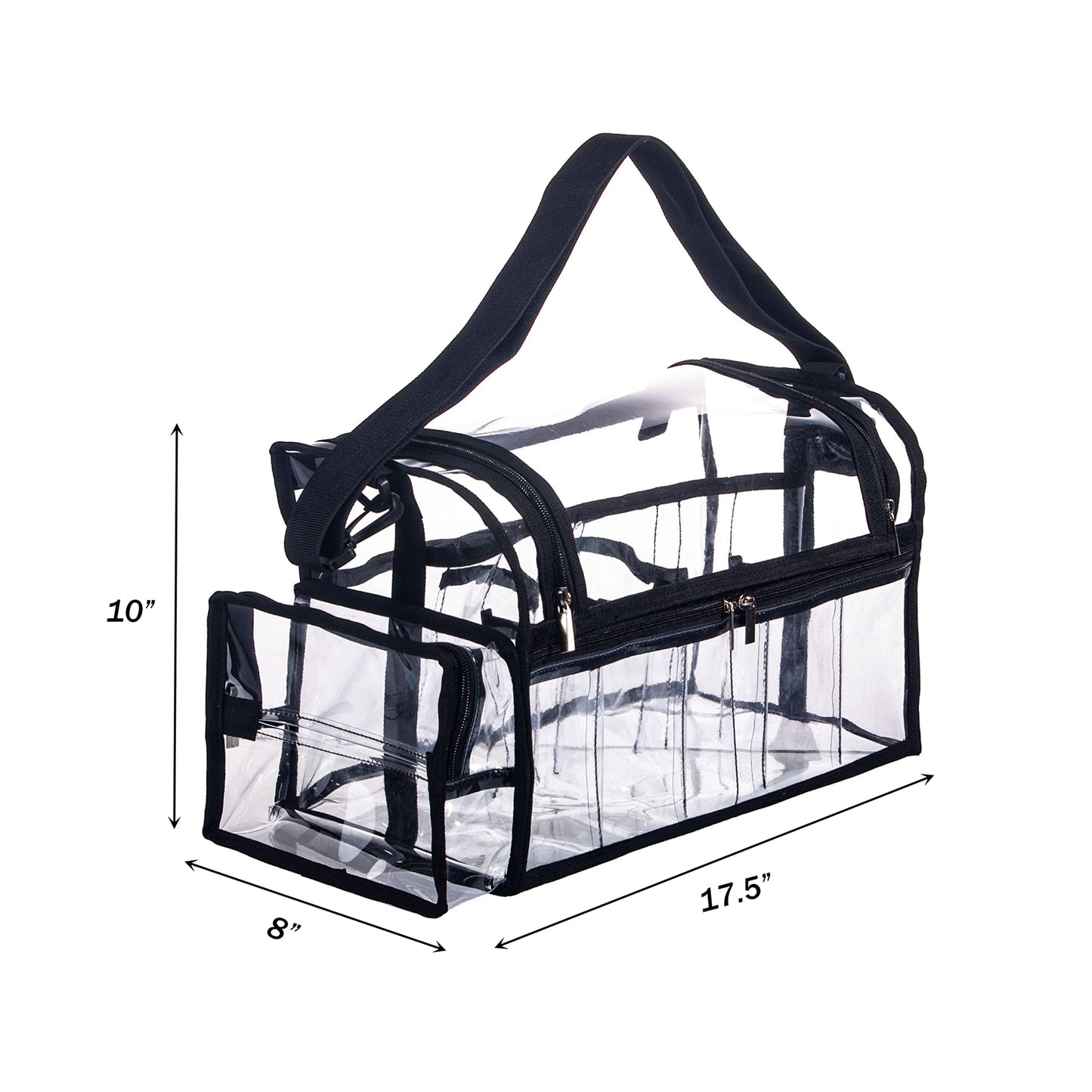 Large Professional Free Standing Clear PVC Makeup Artist Set Bag Transparent Makeup Brush Buddy Make up Kits Organizer Carry All MUA Travel Cosmetic Bag with 8 Dividers and Tissue Holder