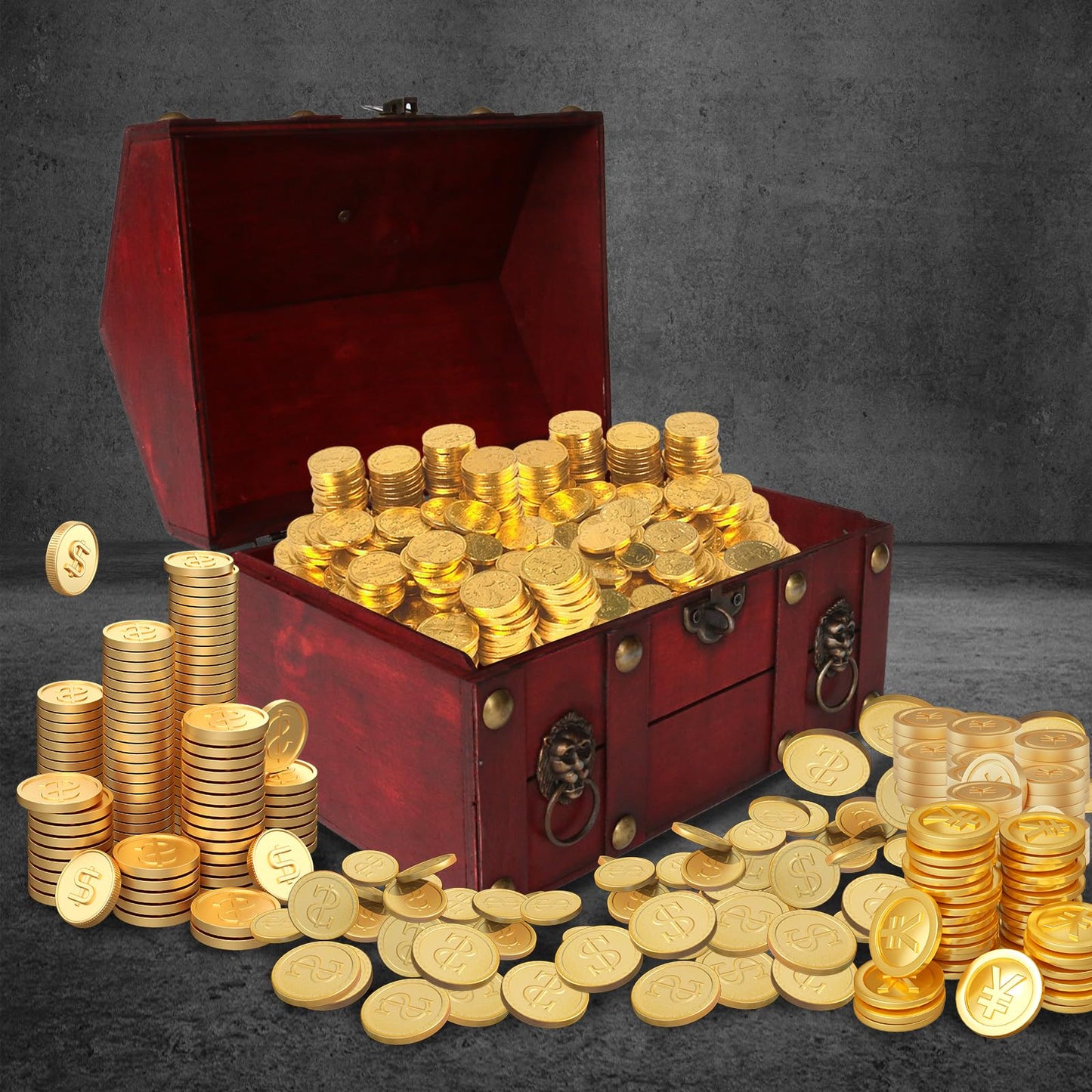 HonyQiShuo Decorative Wood Treasure Chest Box with Small Metal Lock