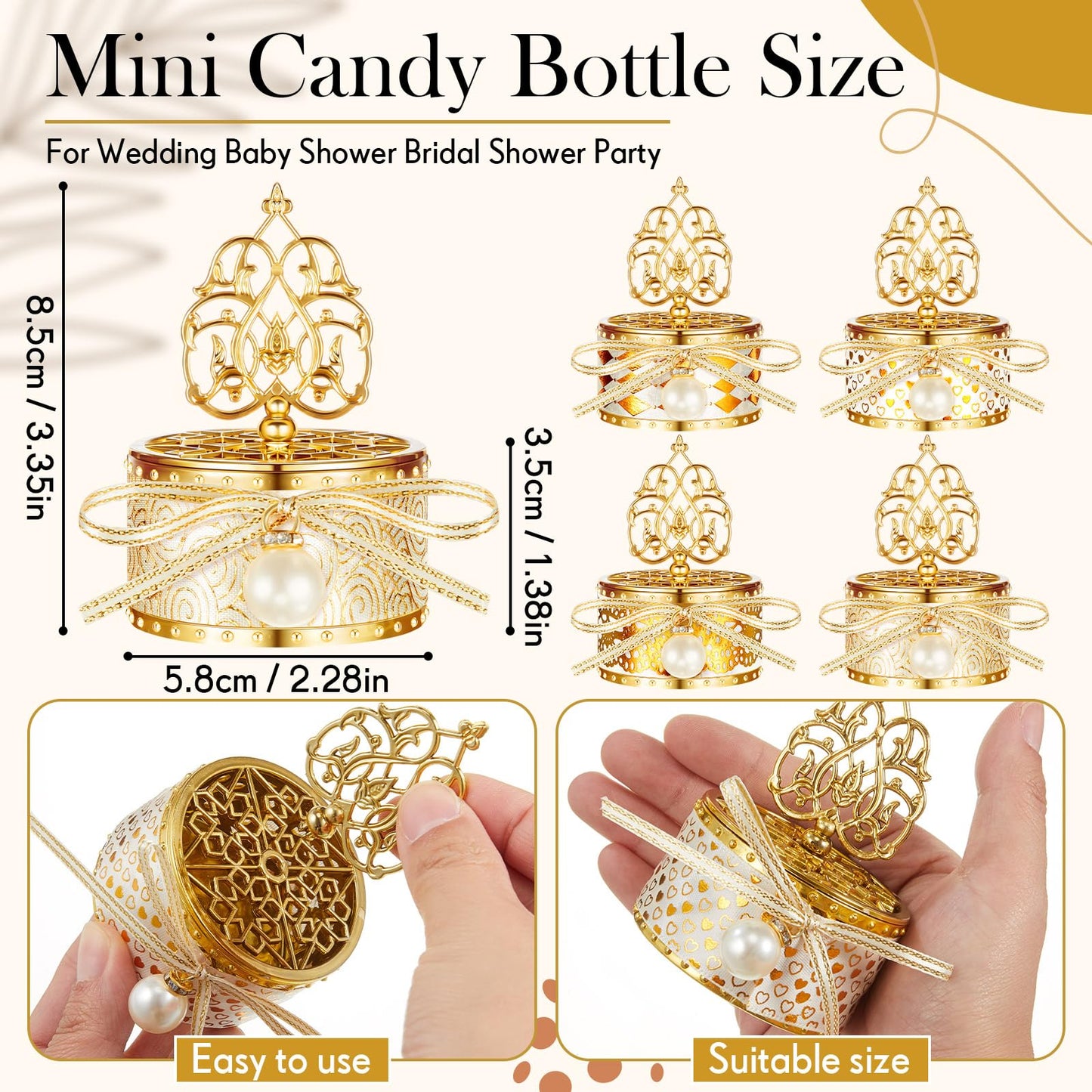 Cunhill 24 Pcs Mini Candy Bottles with Cute Ribbon Bow Gold Plastic with Lids Champagne Storage Candy Favor Containers for Wedding Bridal Shower Party Favors Thank You Gifts