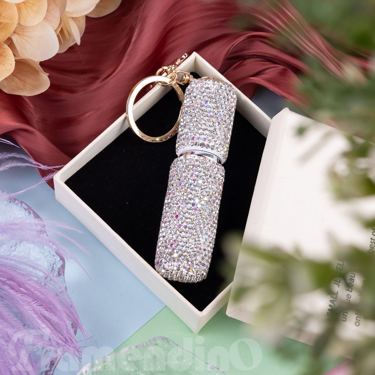 Framendino, 3 Pack 5ML Perfume Bottle Crystal Empty Spray Dispensers With Keychain for Travel