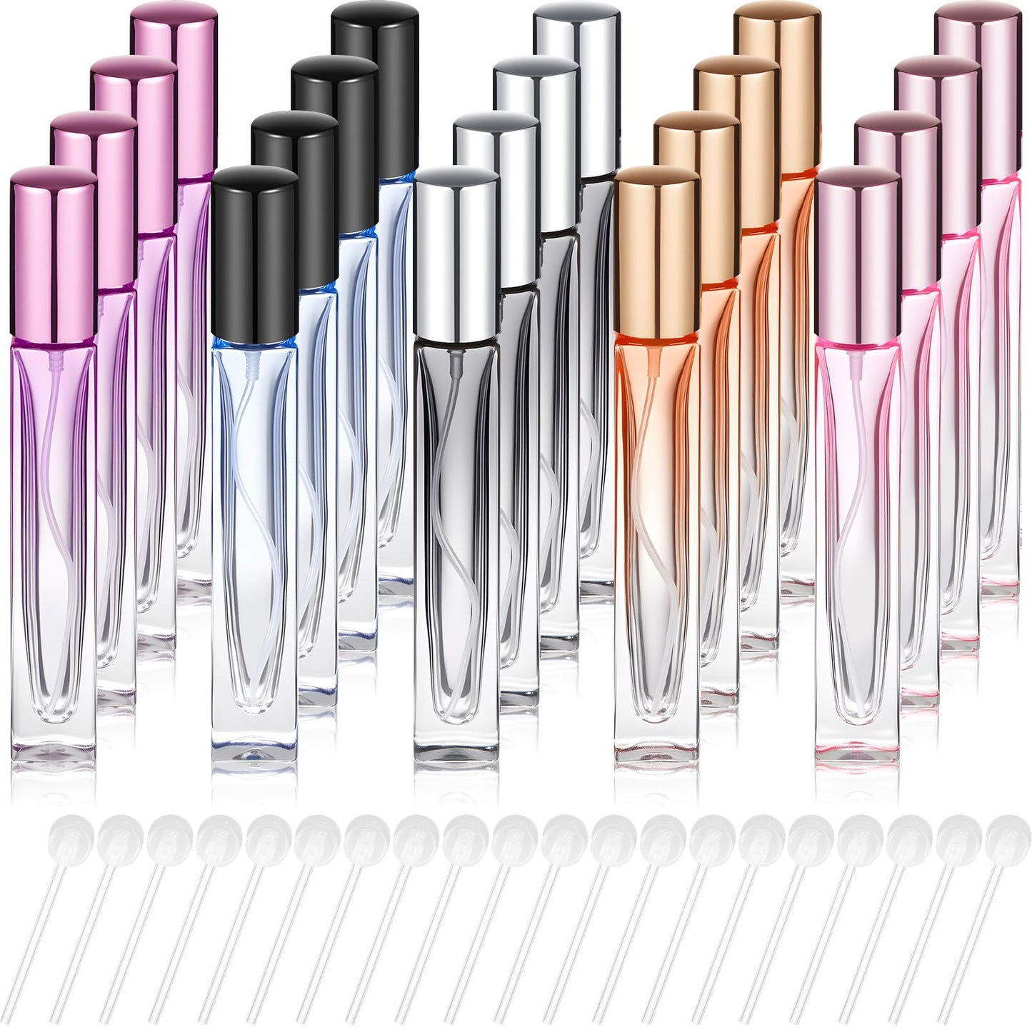 Domensi 20 Pcs 10/15/20/30 ml Perfume Travel Refillable Glass Bottles Spray Bottle Perfume Atomizer for Cologne Dispenser Leak-proof Fragrance Bottles Atomizer Pump Kit (10 ml,Fresh Color)