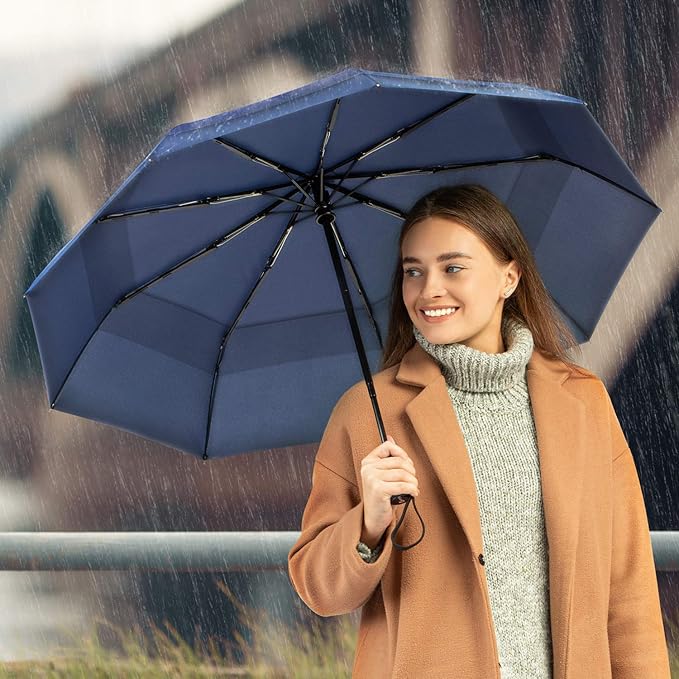 REPEL Windproof Travel Umbrella - Compact & Withstands Winds up to 85MPH , Strongest Premium Auto Folding Umbrella for Rain and Sun - Durable, Light & Portable for Women & Men , Fits Backpack & Cars