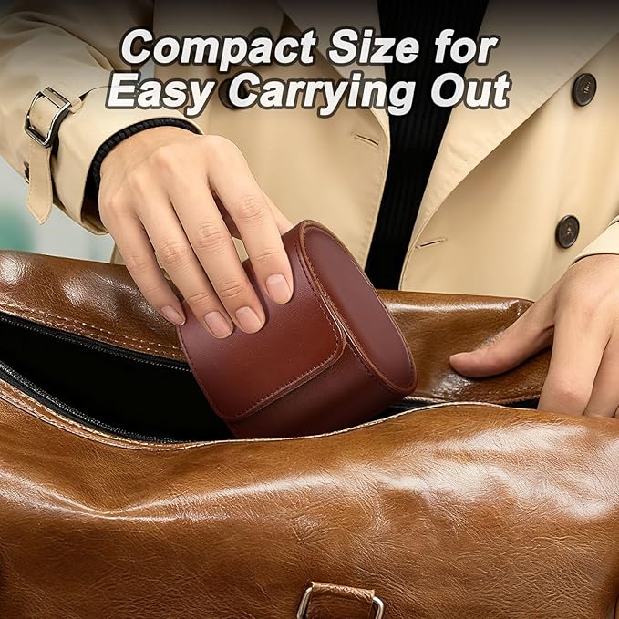 PATIKIL Watch Roll Travel Leather Case, Portable 2 Watch Roll Box with Pillow for Men Women Home Storage Display Gift Storaging Organizer, Brown
