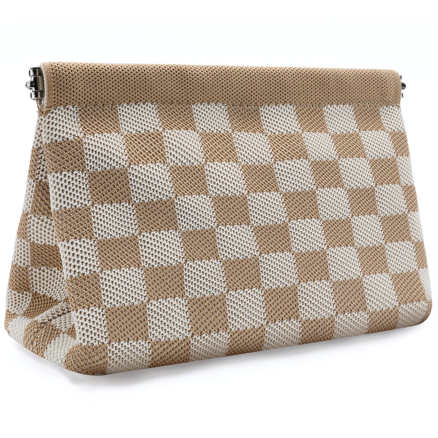 bohunono Small Makeup Bag for Purse,Cute Travel Makeup Pouch, Perfect Cosmetic & Toiletry Bag for Women, Lipstick Case & Brush Holder, Mini Vanity Organizer(LA_Light Brown-Beige)