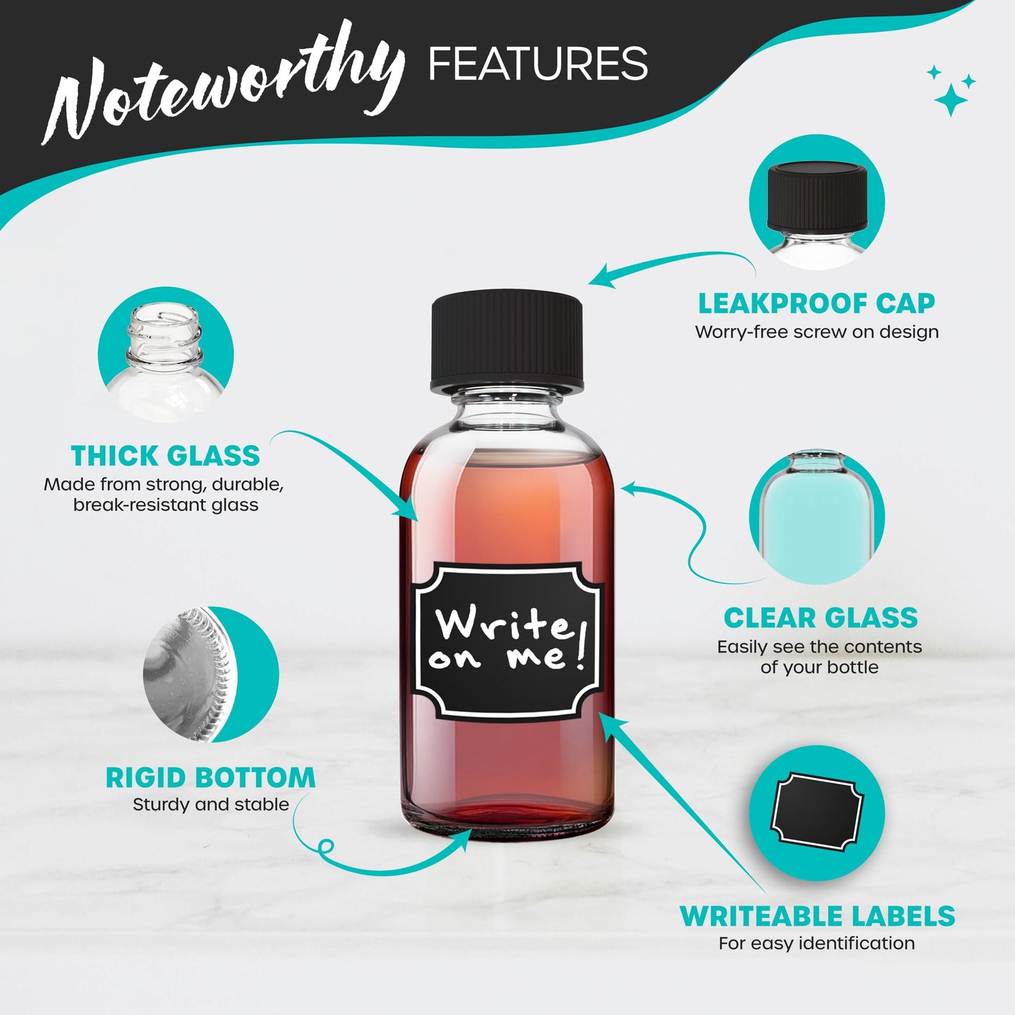 Nevlers 24 Pack 2 Oz Glass Bottles with Lids for Juice Shot Containers